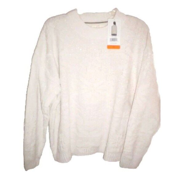 Weatherproof Chenille Holiday Sweater Womens XXL Whitecap Cream Sparkle $60 NWT - Picture 4 of 7